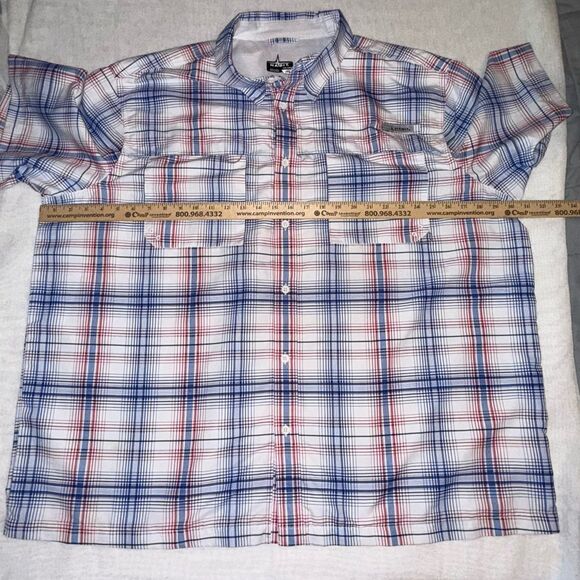 Habit Shirt Fishing Button Up Vented White w/ Red Blue Check UPF40 3XL Outdoors - Picture 5 of 7